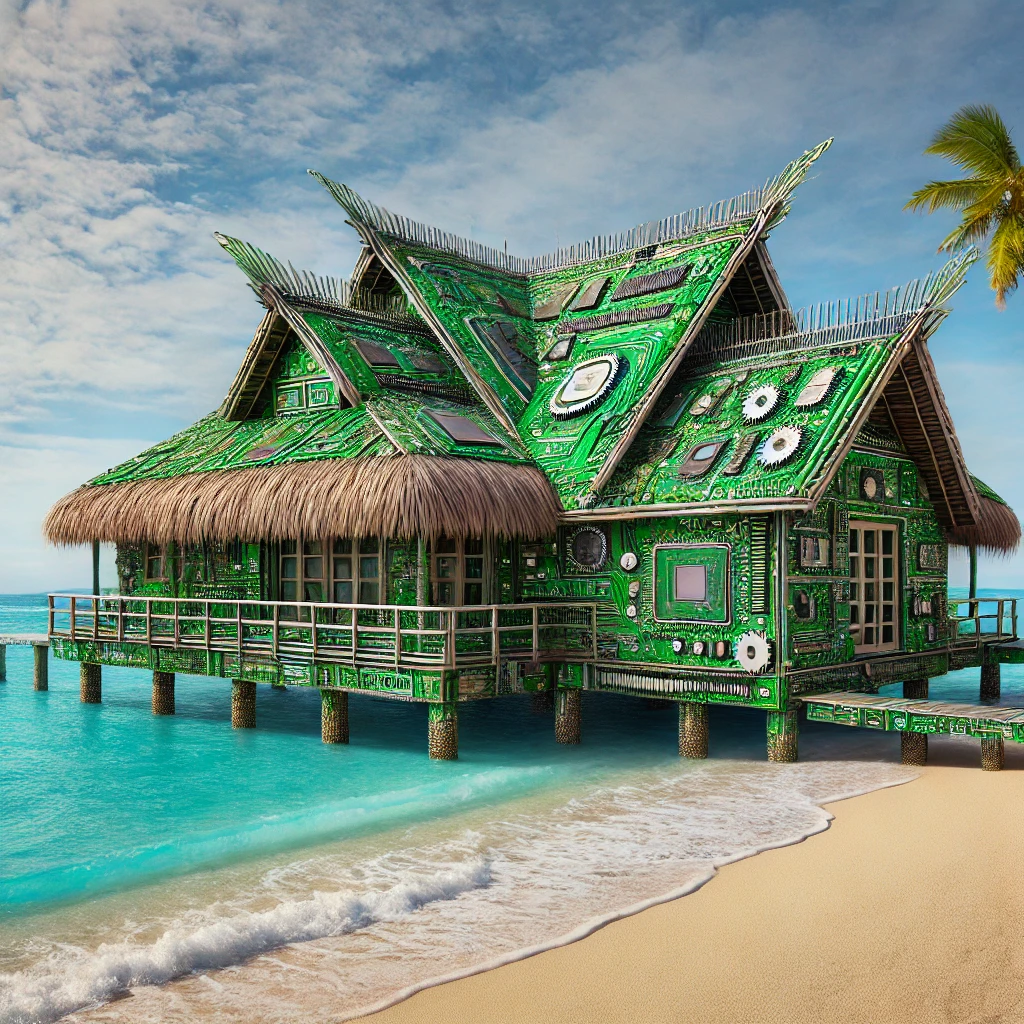 AI generated house made out of circuit boards